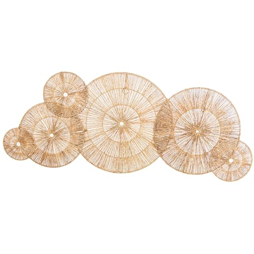 DRW Aplique de Pared con circulos de Yute en Natural 0.5x115x45 cm