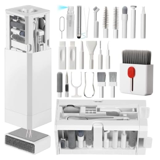 GintaXen 32-in-1 Cell Phone Cleaning Kit for iPhone/Android, Charging Port Cleaner for USB-C/Lightning, AirPods & Earbuds, Keyboard, Laptop, Screen, Camera Lens, Stylus Pen, Tech Gift (White)