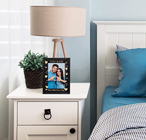 Petcee First Valentine's Day Picture Frame,You And Me Wood Valentines Photo Frame,Romantic Valentines Day Gifts For Her Him Girlfriend Boyfriend Wife Husband Women Men Couples Valentine's Day Frame Decorations #TOP5