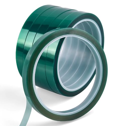 Image of Powder Coating Heat Tape - Green PET Polyester Masking Tape, High-Temperature Self-Adhesive for Painting, Anodizing, and Sublimation Applications 10mm Wide 108 ft Long