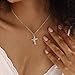 Pregeckit Spinning Cross Crown Necklace for Women 14K Gold Plated Rotating Crystal Cross Pendant Necklace Crossed Faith Jewelry New Year Gifts (gold)