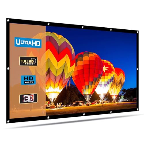 Pantalla para proyector portátil plegable de 100/120 pulgadas, película ligera HD 4K, proyección delantera trasera 16:9, para interiores y exteriores antiarrugas (60 pulgadas)