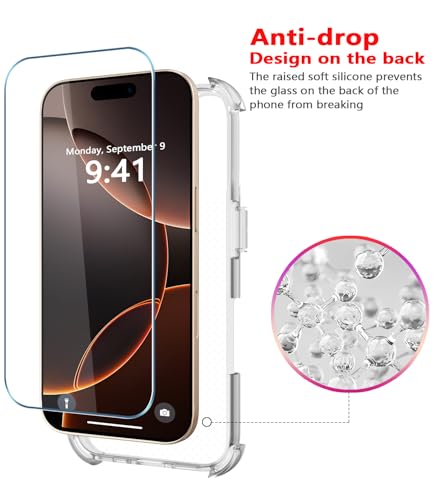 Image of Diverbox for iPhone 16 Pro Max Case [Shockproof] [Dropproof] [Tempered Glass Screen Protector + Camera Protectors] Heavy Duty Protection Phone Case Cover for Apple iPhone 16 Pro Max (Matte Clear)