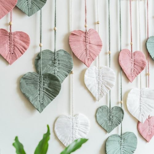 Macramé feuilles suspendues : tapisserie tissée main en coton style bohème chic - 7
