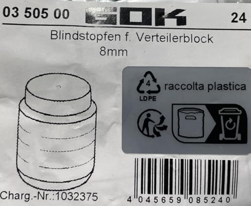 3 x Blindstopfen 8mm für Verschraubungen, Verteilerblock, Schnellschlussventil, Flüssiggas, Wohnwagen, Caravan, Propan
