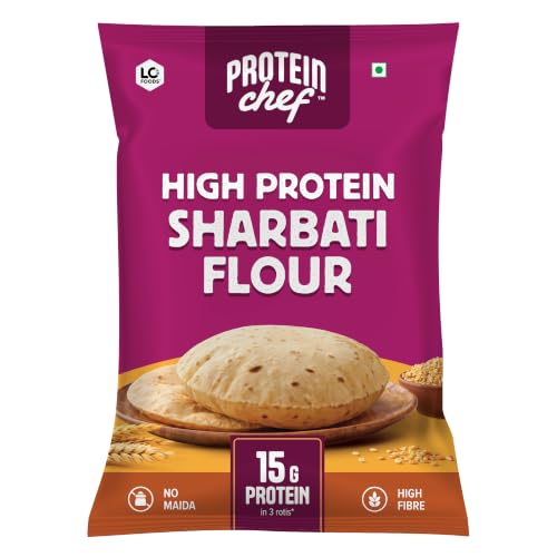 Image of Protein Chef High Protein Sharbati Atta 5 KG, 5g Protein Per Roti, High Fiber Soft Rotis, Premium Multigrain Atta Made with MP Whole Wheat, Jowar, Ragi Flour & Multi Millet Atta