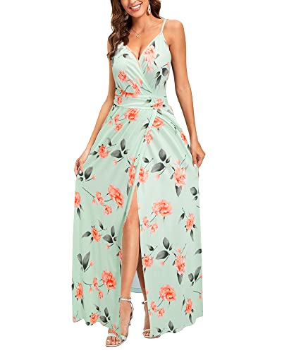 Image of Newshows Women's 2026 Lightweight Summer Wedding Guest Beach Vacation Casual V Neck Split Flowy Maxi Dress
