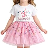 Fohuanky Conjunto de Cumpleaños para Niña con Falda Tutú de Tul de Lunares, Ropa de Fiesta para la Cumpleañera, Rosa y Azul, Tallas 1-3 Años