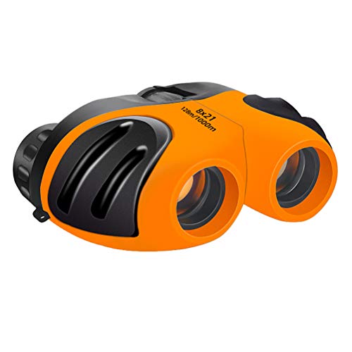 Aoneky Mini Prismáticos para Niños 8×21 - Binoculares Compactos Portátiles Ligero, Goma Segura, Juguete Infantil para Observación Exploración de la Naturaleza, Regalo Divertido de Cumpleaños (Naranja)