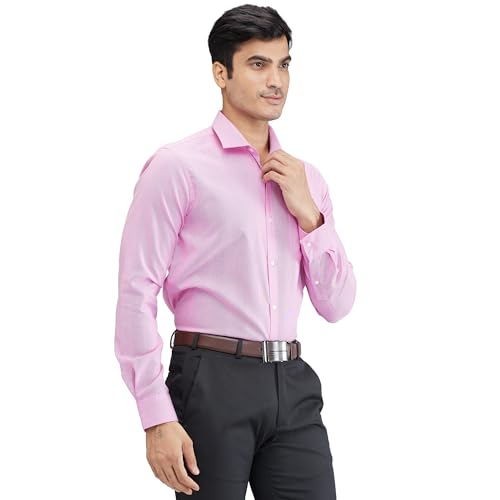 Image of Park Avenue Men's Slim Fit Structure Pattern Cotton Polyester Blend Semi Cutaway Collar Full Sleeve Formal Shirt