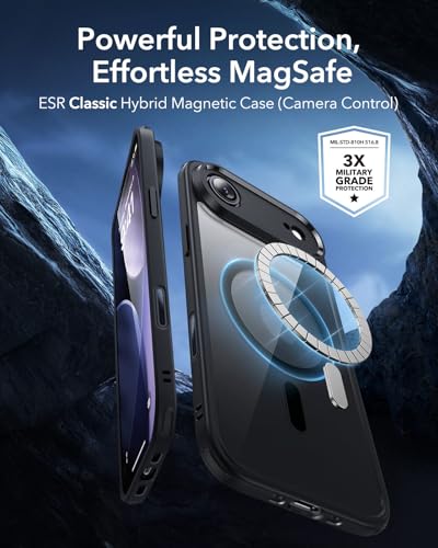 Image of ESR for iPhone Air Case, Camera Control Cover, Compatible with MagSafe, Shockproof Military-Grade Protection, Magnetic Phone Case for iPhone Air, Classic Hybrid Case, Clear Black