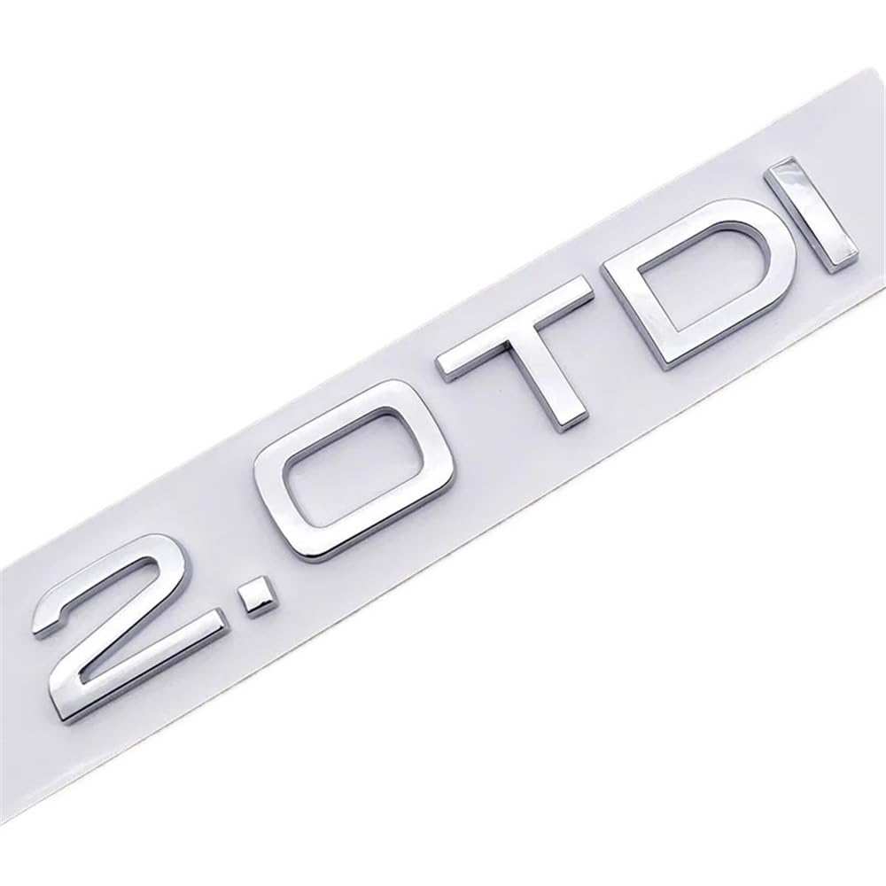 Rctgpgjac 2.0 Tdi Chrome Compatible With Abs Car Logo 1.9 2.0 2.8 3.0 4.2 Tdi 3.6 Sticker Trunk Emblem Rear Badge(2.0 Tdi Chrome)