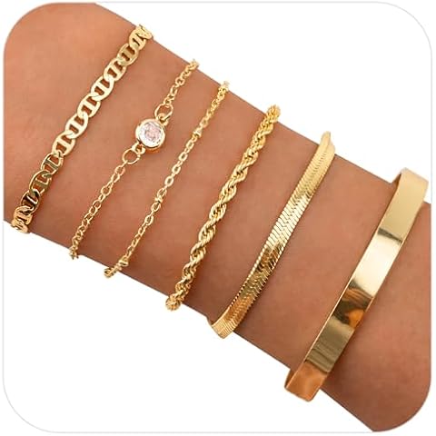 6Pcs Gold Bracelet Set for Women Cover