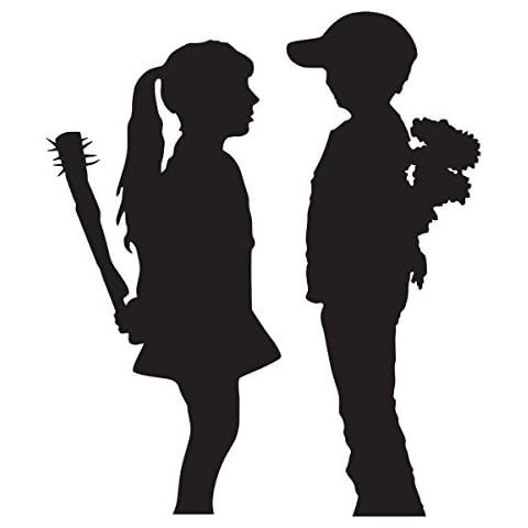 decorsfuk.co Banksy Boy and Girl | Wall art graffiti vinyl Sticker | Urban Art Window, Car, Laptop Decal (Small - 13x11cm) Cover