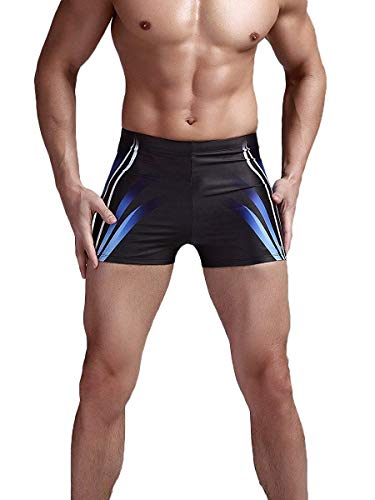 Men's Square Leg Swimsuit Jammer Shorts Athletic Men Swimwear Black Print Swim3