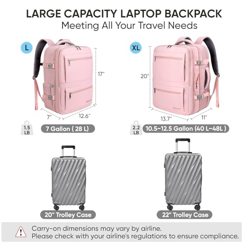 BALEINE Travel Backpack for Women Men, Large Sturdy Carry On Laptop Backpack Gifts for Business, Casual, Weekender, Hiking (Large, Pink) - Image 5