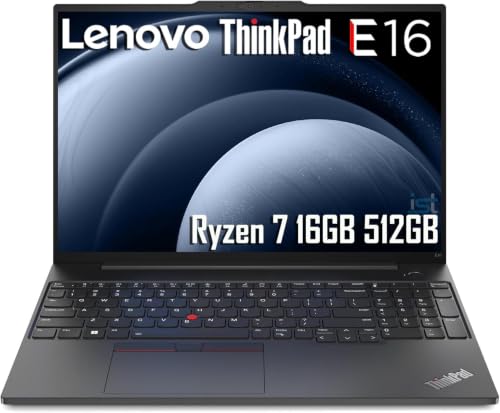 Image of Lenovo ThinkPad E16, 16 inch FHD+ Laptop, Ryzen 7 7735U, 16GB DDR5, 512GB SSD | Business PC, Anti-Glare, > Ultra 7 155U, Rapid Charge, Numeric Keypad, Backlit, Fingerprint, FHD Webcam, Ethernet, Win 11 Pro