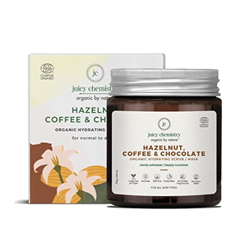 Juicy Chemistry - Organic & 100% Natural Hydrating Face & Body Scrub for Women with Dry & Mature Skin w/Hazelnut, Coffee & Chocolate (75g)
