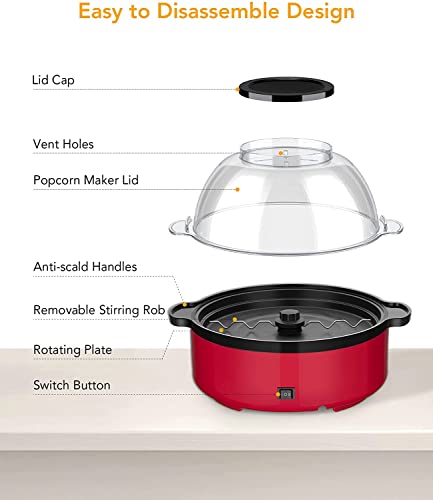 Adoolla POPCORN MAKER MACHINE Popcorn Machine Electric Hot Oil Popper, 2-In-1 Automatic Stirring Hot Oil Popcorn Popper Maker & Grill Machine thumb #1