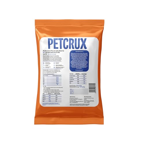 Image of Petcrux Dry Adult Cat Food, Mackerel Fish Flavor, with Omega 3 & 6 and Taurine, Complete & Balanced Nutrition for Adult Cats, Trial Pack 50 g
