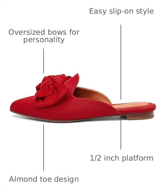 Image of Rilista Mules for Women Slip On Comfortable Pointed Toe Womens Loafers Women's Flats for Women's Mules & Clogs