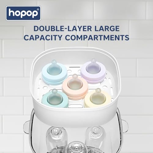 Image of Hopop Bottle Sterilizer | 2-in-1 Feeding Bottle Sterilizer for Baby Products | Full & Compact Size Steam Sterilizer | Travel Friendly Electric Sterilizer for Baby Bottles, Nipples & Accessories | Capacity Upto 5 Bottles | Auto Shut Off | White (Bottle Sterilizer)