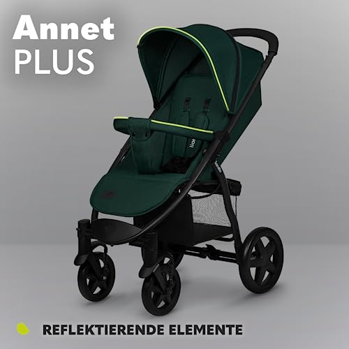 LIONELO Annet Buggy bis 22 kg mit Liegefunktion, Kinderwagen klein zusammenklappbar mit Zubehör, Eva-Schaum-Räder, Moskitonetz, Fußdecke Getränkehalter, Korb