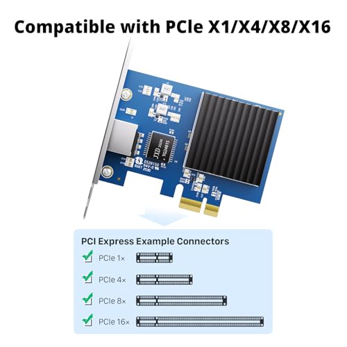 Image of 10Gb RJ45 NIC, 10GBASE-T PCIe Network Card with Realtek RTL812 Chip, Single RJ45 Port, PCIe X1, 10G CNA (Converged Network Adapter) with Low Profile for Windows /Windows Server /Linux