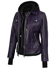 Betty Hooded Purple Lether Jacket