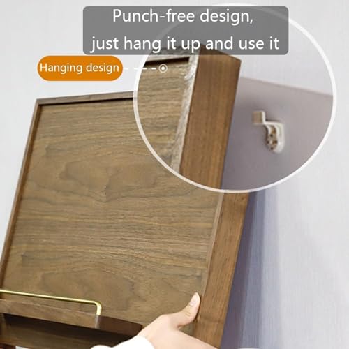 Wooden Electric Meter Box Cover with Shelf & Hooks, Decorative Breaker Panel Cabinet, Creative Wall-Mounted Fuse Box Cover - Brown (15.7" x 23.6")