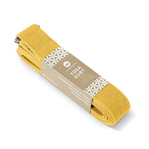 Lotuscrafts yogabälte - 100% bomull (KBA) - för bättre stretching - för nybörjare och avancerade användare - yogabälte med metallfäste [250 x...