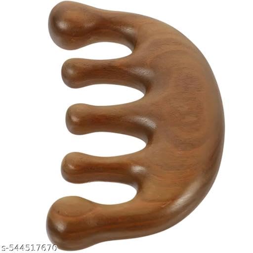 KENYS (Pack of 1) Wooden Scalp Massage Comb - Wide Tooth Gua Sha Handheld Massager Hair Comb for Gentle Detangling & Meridian Stimulation (Gua Sha Handheld M 3