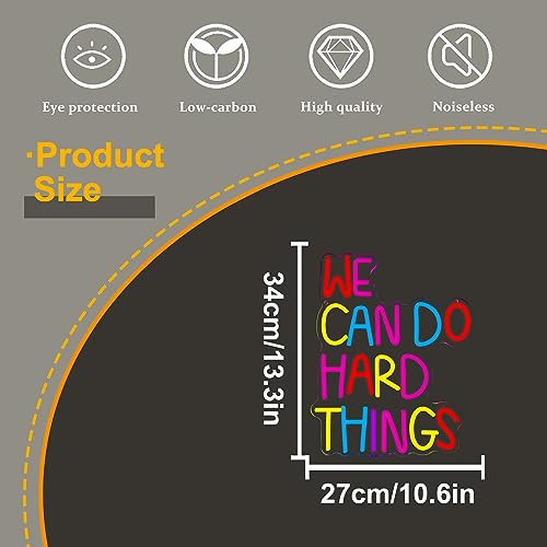 Image of We Can Do Hard Things Neon Sign, Motivational Neon Light LED Classroom Sign USB Dimmable, for Inspirational Classroom Office Library Neon Light Kids Wall Art Bedroom Birthday Party Backdrop(13.3*10.6In)