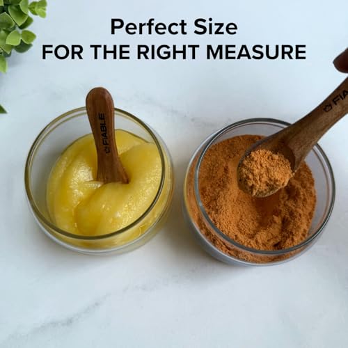 Image of FiABLE Pure Neem Wood Small Spice Spoons | Spoon for Pickle| Masala Spoon | Unpolished Multipurpose Set of 8 Spoons | Naturally Antimicrobial - Small Spoon Set of 8