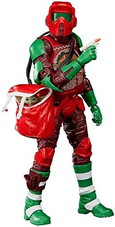 Star Wars The Black Series 6-Inch Scout Trooper (Holiday Edition) and Grogu in Holiday-Themed Bag Multicolored Collectable Action Figure F5307 Ages 4 and Up