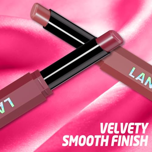Image of BestLand 6PCS Pink & Rose Matte Lipstick Set - Soft Nude Pink, Dusty Rose & Berry Shades - Creamy Velvet Long Lasting Lip Color Collection - Lightweight Full Coverage Blur Effect Lip Makeup Kit