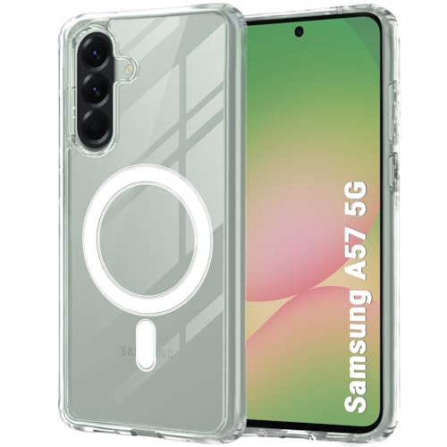 Image of TheGiftKart Back Cover for Samsung Galaxy A57 5G Case Compatible with MagSafe | Hybrid Crystal Clear Shockproof Design | Camera Protection Bump | Galaxy A57 Back Cover (PC & TPU, Transparent)