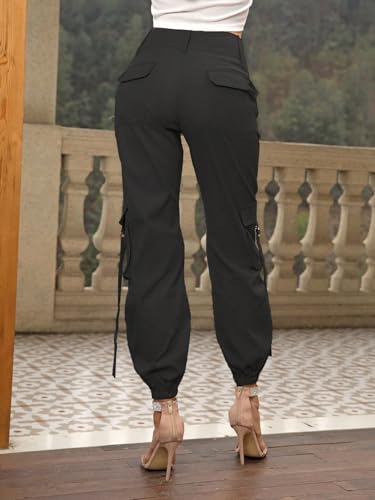Womens Classic Casual Pants Solid Pocket Side Cargo Pants2