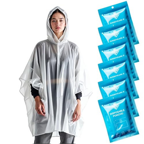 ZENO Disposable Rain Ponchos for Adults - Clear with...