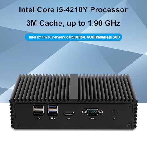Image of Mini PC Firewall K4210YL with Core i5-4210Y (4Gb Ddr3 Ram 128Gb SSD) Fanless PC, 4 Intel Gigabit LAN, 1*COM RS232, AES-NI, Used as a Router /Firewall /Proxy /Home Office Computer