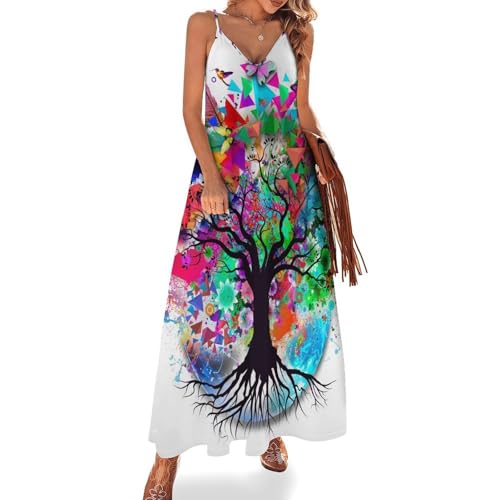 Robe Longue Motif Papillon Coloré Coupe Maxi Fluide d'Été