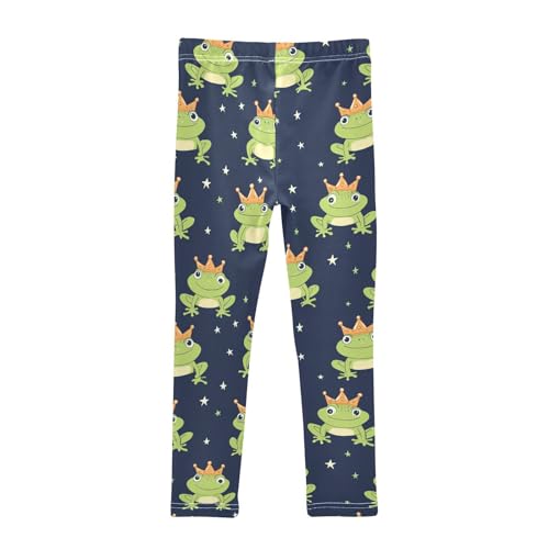 Wusikd Cartoon Frogs Crown Girls' Leggings Toddler Doodles Cute Kids Yoga Pants Dance Active Tights 4T2