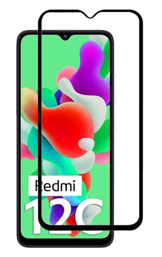 Image of Tempered Glass Screen Protector Compatible for Redmi 12C with Edge to Edge Coverage and Easy Installation Kit, Pack of 1, Black