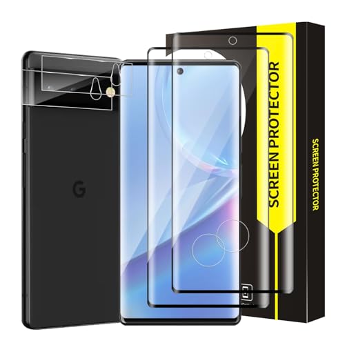 Cable Leader 2+2 Stück Schutzfolie für Panzerglas für Google Pixel 6 Pro 5G 3D-Volle Bedeckung Fingerabdruck-ID 9H Härte Frei von Kratzern HD-Klar Kristallklar Pixel 6 Pro 5G Displayschutzfolie