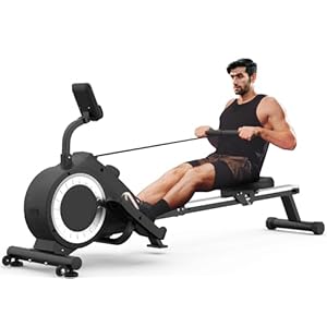 Neezee Foldable Rowing Machine for Home Gym – LCD Monitor, 16 Level Magnetic Resistance, Full-Body Workout, Upgrade Flywheel, Space Saving