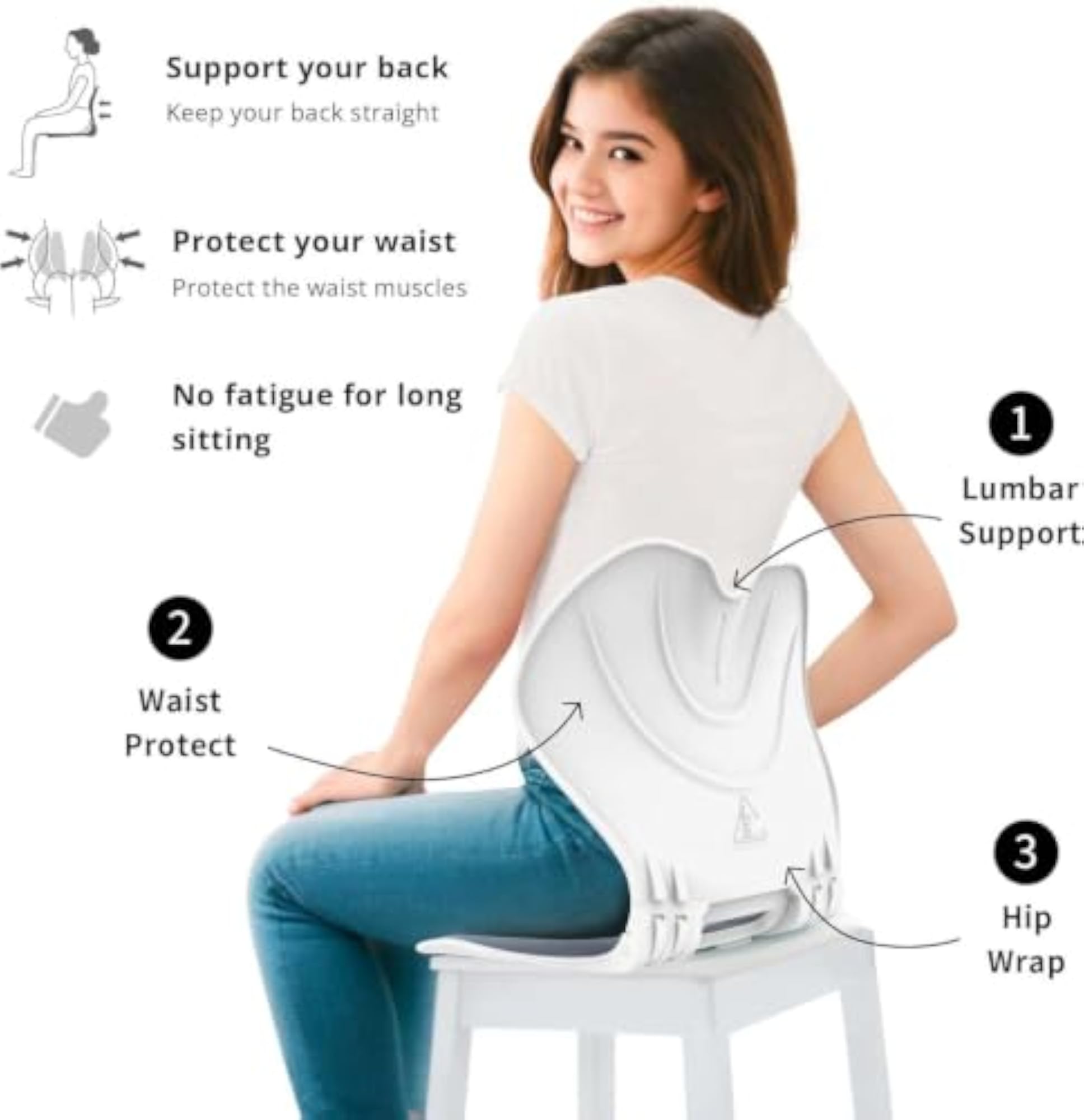 Foldable Lumbar Back Support Chair Cushion