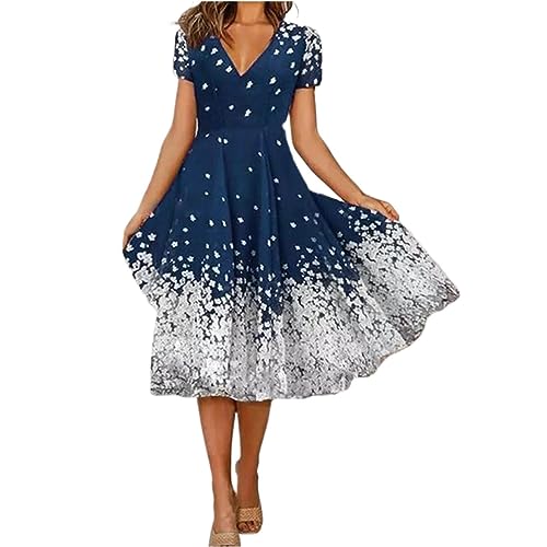 Vestidos Manga Larga Niña de Manga Corta con Volantes Boho Swing Dress Premamá Vestidos (White, L)