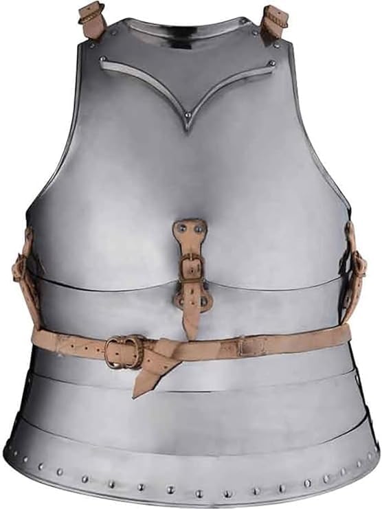 Churburg-Style Medieval Cuirass – Italian Armor for Reenactment 14th Century Italian Cuirass – Churburg Breastplate, Silver Finish (Medium Size)