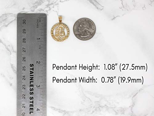 10k Gold Saint Joseph Pray For Us Round Charm Pendant2