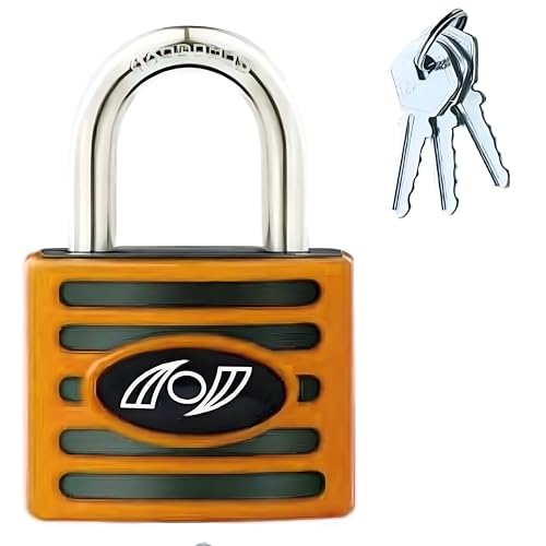 Image of Heavy Duty Keyed Lock | Hardened Steel Shackle Lock | Anti-Rust Security for Gate, Warehouse & Outdoor Use (ALT-45 Orange (75MM))